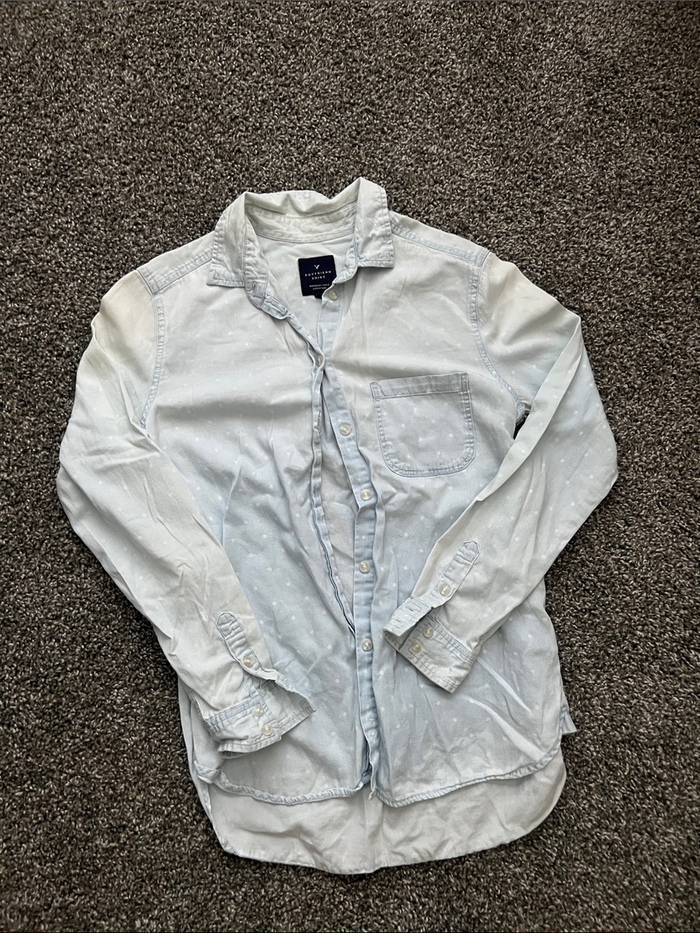 American Eagle Outfitters Light Blue Boyfriend Shirt